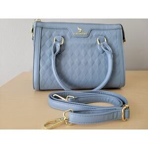 Blue vegan leather crossbody shoulder bag size medium